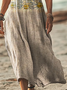Femmes Floral Abricot Col V Confortable Imprimé Robe Maxi Décontracté