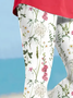 Pantalons Femmes Décontracté Floral Été Viscose Naturel Aucune élasticité Coupe Régulière Taille Élastique Corsaire