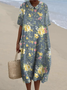 Femmes Floral Bleu Clair Col Rond Confortable Robe Maxi Décontracté