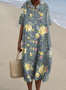 Femmes Floral Bleu Clair Col Rond Confortable Robe Maxi Décontracté