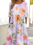 Femmes Floral Comme Image Col Rond Confortable Robe Maxi Décontracté