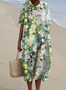 Femmes Floral Vert Clair Col Rond Confortable Robe Maxi Décontracté