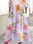 Femmes Floral Comme Image Col Rond Confortable Robe Maxi Décontracté