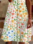 Femmes Floral Comme Image Col V Confortable Imprimé Robe de Longueur Au Genou Décontracté