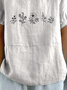 Blouses Élégant Floral Été Coton Quotidien Demi Manche Régulier Droit Régulier pour Femmes
