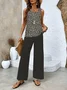 Deux Pièces Ensembles Décontracté Floral Été Polyester Aucune élasticité Coupe Régulière Top Avec Pantalons Trapèze Régulier pour Femmes