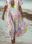Femmes Motif Cachemire Comme Image Col V Confortable Robe Maxi Rétro