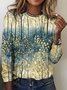 T-shirts Décontracté Floral Printemps / Automne Coton Coupe Régulière Col Rond Régulier Trapèze Régulier pour Femmes