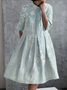 Femmes Floral Vert Clair Col de Chemise Confortable Robe Maxi Décontracté