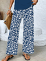 Deux Pièces Ensembles Femmes Décontracté Floral Été Polyester Imprimé Naturel Coupe Régulière Col Rond Top Avec Pantalons