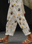 Pantalons Femmes Décontracté Imprimé d'Animal Printemps / Automne en Lin Micro-élasticité Domestique Coupe Régulière Long Régulier