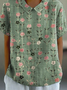 Blouses Décontracté Floral Été Polyester Aucune élasticité Ample Demi Manche Col Châle Régulier pour Femmes