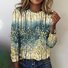 T-shirts Décontracté Floral Printemps / Automne Coton Coupe Régulière Col Rond Régulier Trapèze Régulier pour Femmes