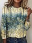 T-shirts Décontracté Floral Printemps / Automne Coton Coupe Régulière Col Rond Régulier Trapèze Régulier pour Femmes