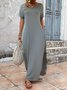 Femmes Plain Blanc Col V Confortable Robe Maxi Décontracté