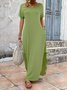 Femmes Plain Blanc Col V Confortable Robe Maxi Décontracté