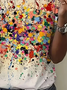 T-shirts Décontracté Bloc de Couleur Été Imprimé Micro-élasticité Jersey Manches Courtes Régulier Régulier pour Femmes