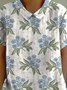 Blouses Simple Floral Été Polyester Aucune élasticité Quotidien Ample Demi Manche Col Châle pour Femmes