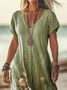 Femmes Floral Vert Col V Confortable Imprimé Robe Maxi Décontracté