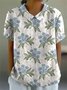Blouses Simple Floral Été Polyester Aucune élasticité Quotidien Ample Demi Manche Col Châle pour Femmes