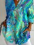 Chemises Décontracté Abstrait Printemps / Automne Coton Micro-élasticité Domestique Coupe Régulière Régulier Trapèze pour Femmes