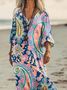 Femmes Motif Cachemire Comme Image Col V Confortable Robe Maxi Rétro