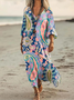 Femmes Motif Cachemire Comme Image Col V Confortable Robe Maxi Rétro
