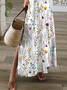 Femmes Floral Blanc Col V Confortable Imprimé Robe Maxi Décontracté