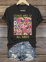 T-shirts Femmes Décontracté Floral Été Coton Quotidien Coupe Régulière Manches Courtes Col Rond Régulier