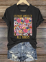 T-shirts Femmes Décontracté Floral Été Coton Quotidien Coupe Régulière Manches Courtes Col Rond Régulier