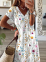 Femmes Floral Blanc Col V Confortable Imprimé Robe Maxi Décontracté