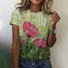 T-shirts Décontracté Floral Été Coton Micro-élasticité Quotidien Coupe Régulière Trapèze Régulier pour Femmes