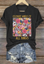 T-shirts Femmes Décontracté Floral Été Coton Quotidien Coupe Régulière Manches Courtes Col Rond Régulier