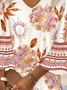 Femmes Floral Bleu Col V Confortable Robe Mi-Longue Boho