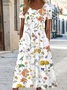Femmes Floral Comme Image Col Rond Confortable Robe Maxi Décontracté