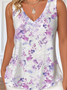 T-shirts Femmes Décontracté Floral Été Polyester Ample Sans Manches Régulier Trapèze Régulier