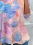 T-shirts Femmes Décontracté Floral Printemps / Automne Aucune élasticité Quotidien Ample Jersey Manches Longues Non