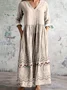 Femmes Floral Abricot Col V Confortable Robe Maxi Décontracté