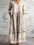Femmes Floral Abricot Col V Confortable Robe Maxi Décontracté