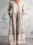 Femmes Floral Abricot Col V Confortable Robe Maxi Décontracté