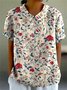 Chemises Décontracté Floral Été Coton Micro-élasticité Quotidien Coupe Régulière Régulier Col de Chemise pour Femmes