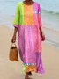 Femmes Géométrique Rose Col Rond Confortable Robe Maxi Décontracté