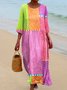 Femmes Géométrique Rose Col Rond Confortable Robe Maxi Décontracté