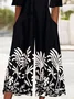 Combinaisons Décontracté Floral Été Polyester Naturel Coupe Régulière Demi Manche Droit Régulier pour Femmes