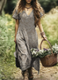 Femmes Géométrique Gris Clair Col V Confortable Robe Maxi Décontracté