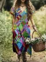 Femmes Géométrique Multicolore Col V Confortable Robe Maxi Décontracté