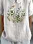 Blouses Simple Floral Été Polyester Aucune élasticité Ample Demi Manche Col Châle Régulier pour Femmes