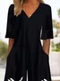 Combinaisons Décontracté Floral Été Polyester Naturel Coupe Régulière Demi Manche Droit Régulier pour Femmes