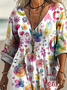 Femmes Floral Vert Col V Confortable Robe Maxi Rétro