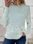 T-shirts Femmes Décontracté Floral Printemps / Automne Imprimé Micro-élasticité Quotidien Ample Jersey Régulier